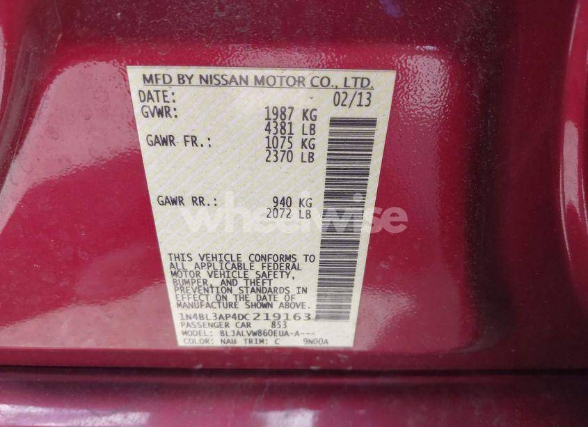 Photo 9 of 2013 Nissan Altima 3.5 SL (VIN 1N4BL3AP4DC219163)