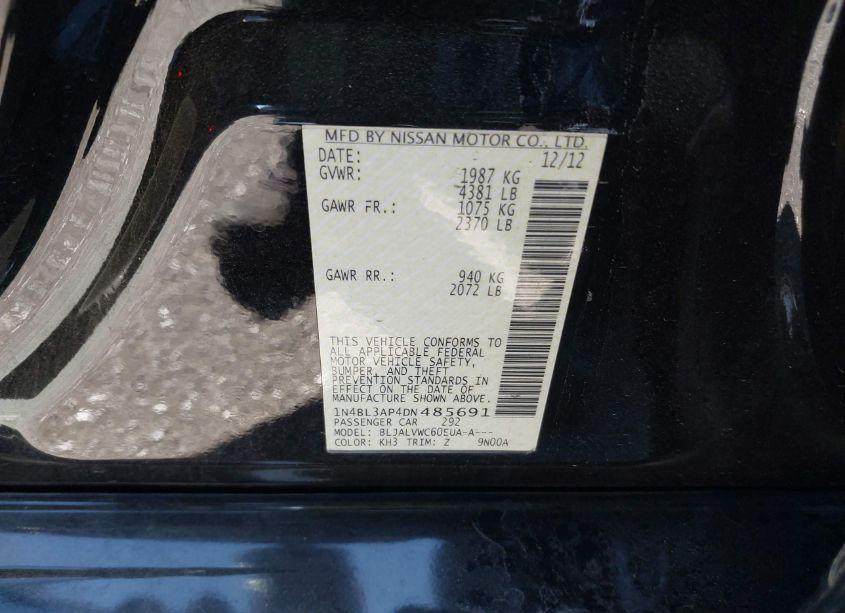 Photo 9 of 2013 Nissan Altima 3.5 SL (VIN 1N4BL3AP4DN485691)