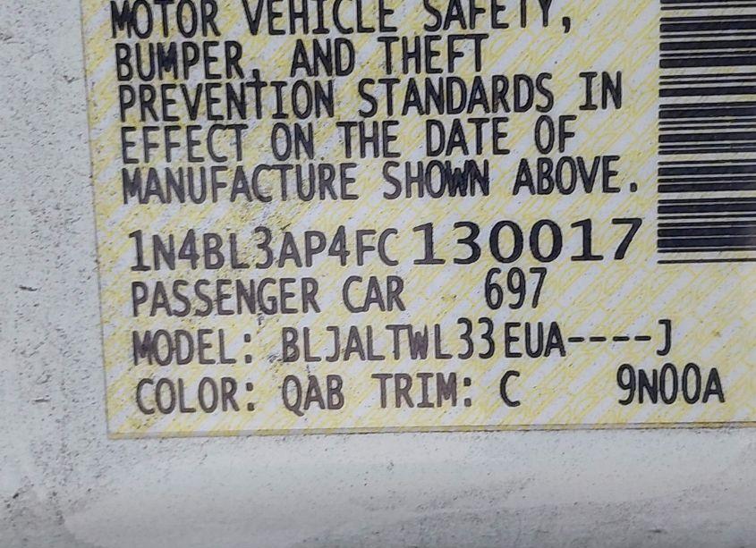 Photo 9 of 2015 Nissan Altima 3.5 SL (VIN 1N4BL3AP4FC130017)