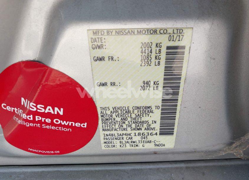 Photo 9 of 2017 Nissan Altima 3.5 SL (VIN 1N4BL3AP4HC186364)