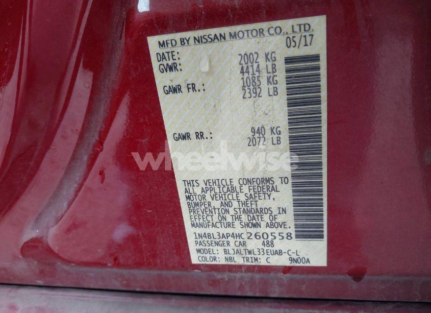 Photo 9 of 2017 Nissan Altima 3.5 SL (VIN 1N4BL3AP4HC260558)