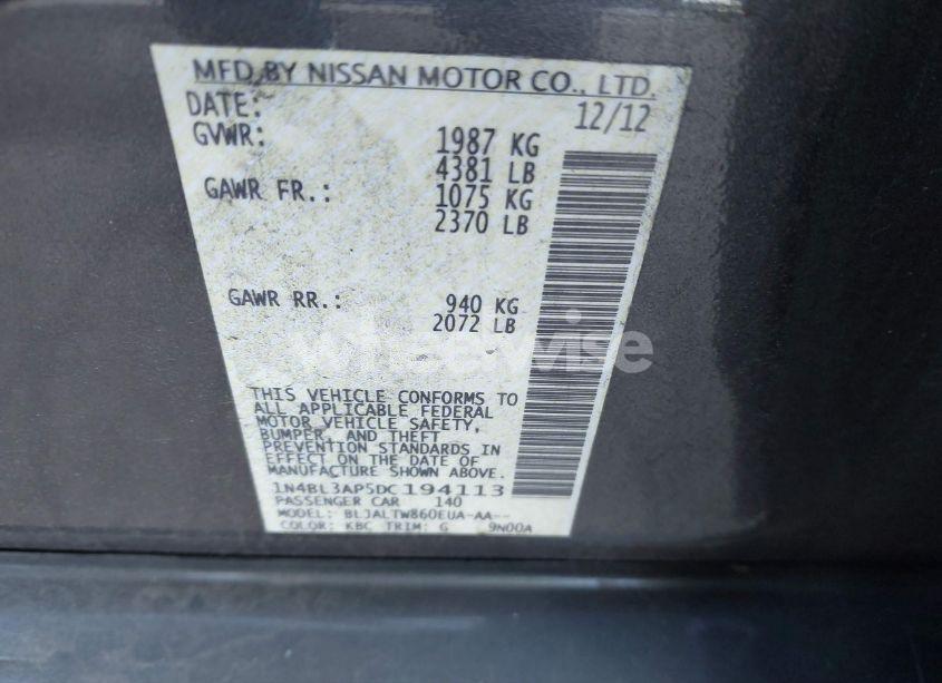 Photo 9 of 2013 Nissan Altima 3.5 SV (VIN 1N4BL3AP5DC194113)