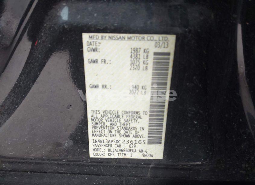 Photo 9 of 2013 Nissan Altima 3.5 SL (VIN 1N4BL3AP5DC236165)