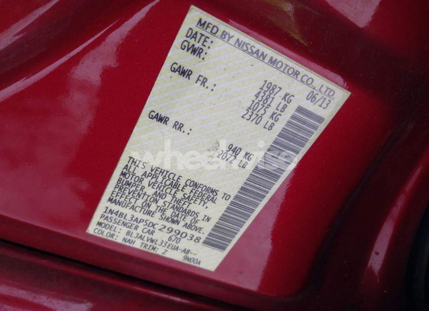 Photo 9 of 2013 Nissan Altima 3.5 SL (VIN 1N4BL3AP5DC299038)