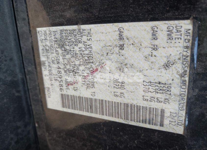 Photo 9 of 2013 Nissan Altima 3.5 S (VIN 1N4BL3AP5DN489586)