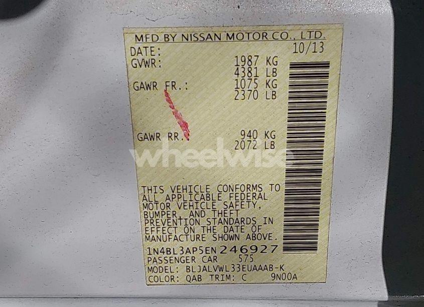 Photo 9 of 2014 Nissan Altima 3.5 SL (VIN 1N4BL3AP5EN246927)