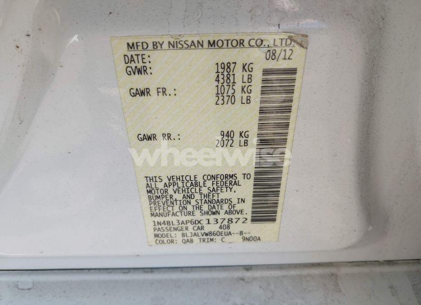 Photo 9 of 2013 Nissan Altima 3.5 SL (VIN 1N4BL3AP6DC137872)