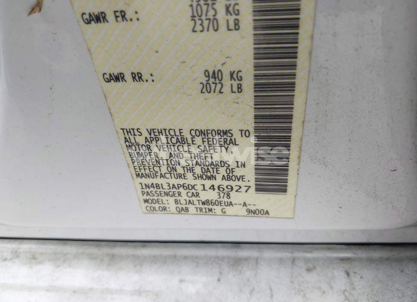 Photo 9 of 2013 Nissan Altima 3.5 SV (VIN 1N4BL3AP6DC146927)