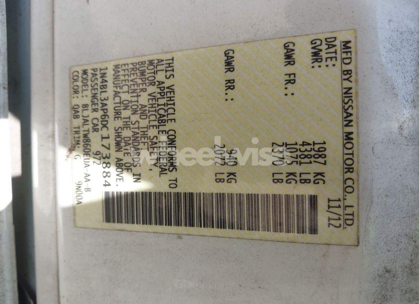 Photo 9 of 2013 Nissan Altima 3.5 SV (VIN 1N4BL3AP6DC173884)