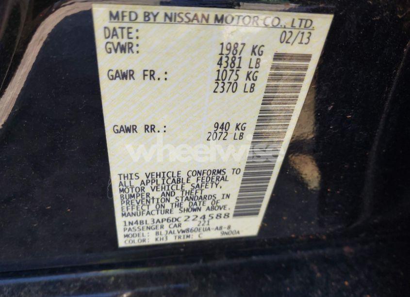 Photo 9 of 2013 Nissan Altima 3.5 SL (VIN 1N4BL3AP6DC224588)