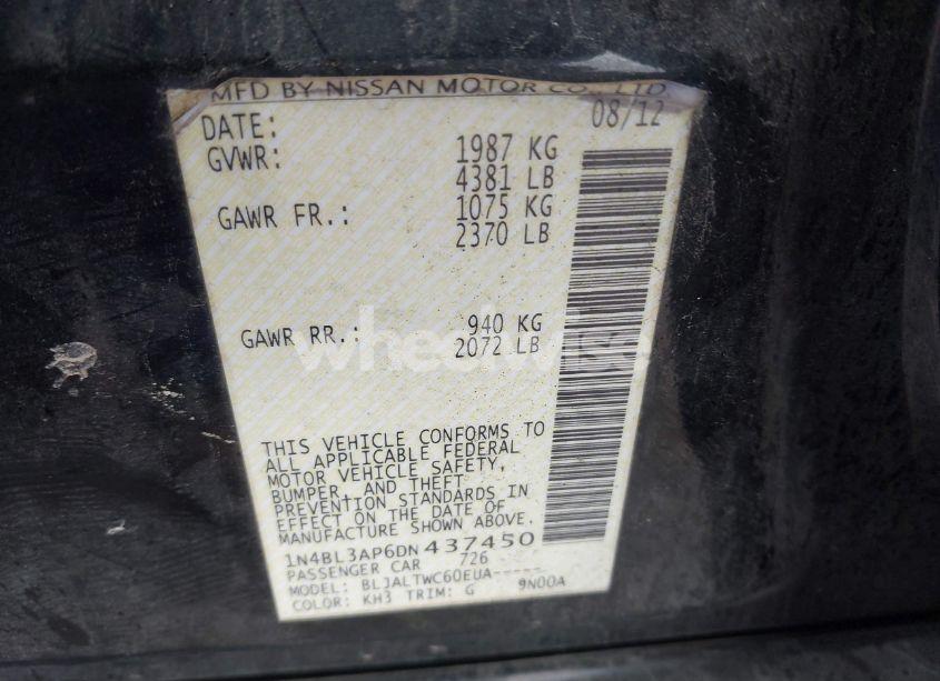 Photo 9 of 2013 Nissan Altima 3.5 SV (VIN 1N4BL3AP6DN437450)