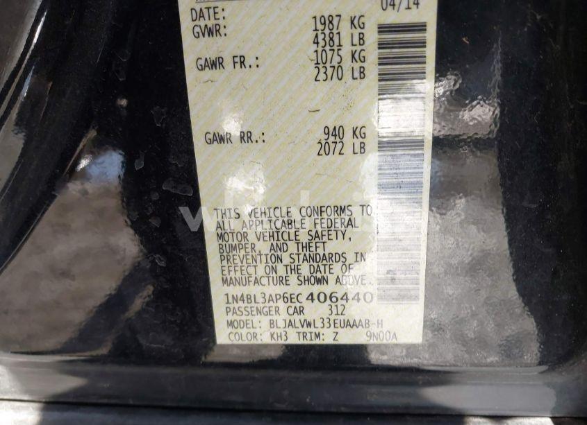 Photo 9 of 2014 Nissan Altima 3.5 SL (VIN 1N4BL3AP6EC406440)