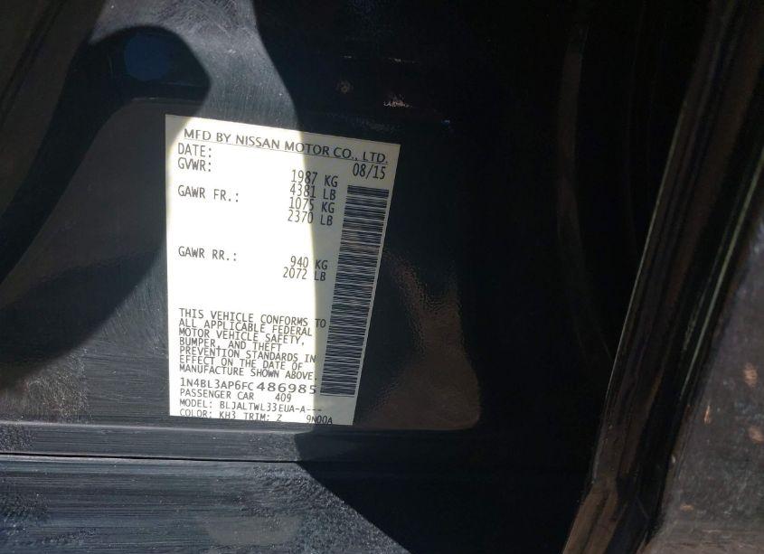 Photo 9 of 2015 Nissan Altima 3.5 S/3.5 SL/3.5 SV (VIN 1N4BL3AP6FC486985)