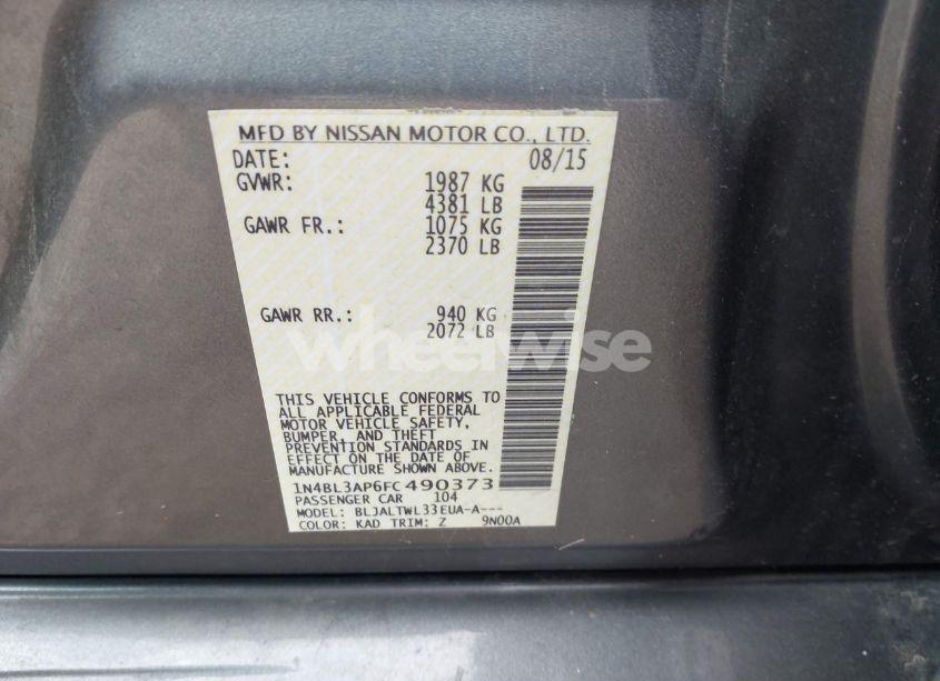 Photo 9 of 2015 Nissan Altima 3.5 S/3.5 SL/3.5 SV (VIN 1N4BL3AP6FC490373)