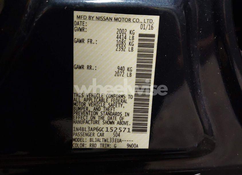 Photo 9 of 2016 Nissan Altima 3.5 SL (VIN 1N4BL3AP6GC152571)