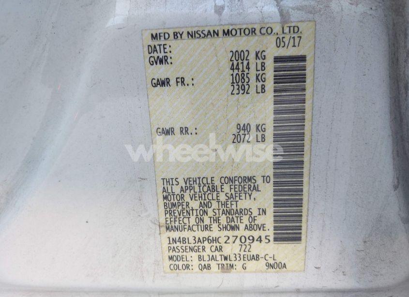 Photo 9 of 2017 Nissan Altima 3.5 SL (VIN 1N4BL3AP6HC270945)