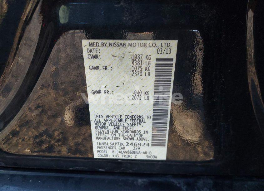 Photo 9 of 2013 Nissan Altima 3.5 SL (VIN 1N4BL3AP7DC246924)