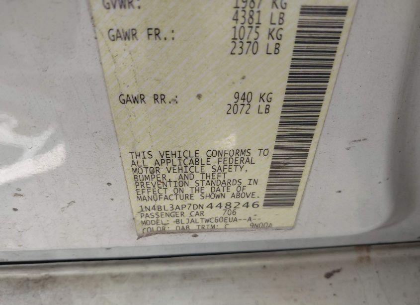 Photo 9 of 2013 Nissan Altima 3.5 SV (VIN 1N4BL3AP7DN448246)