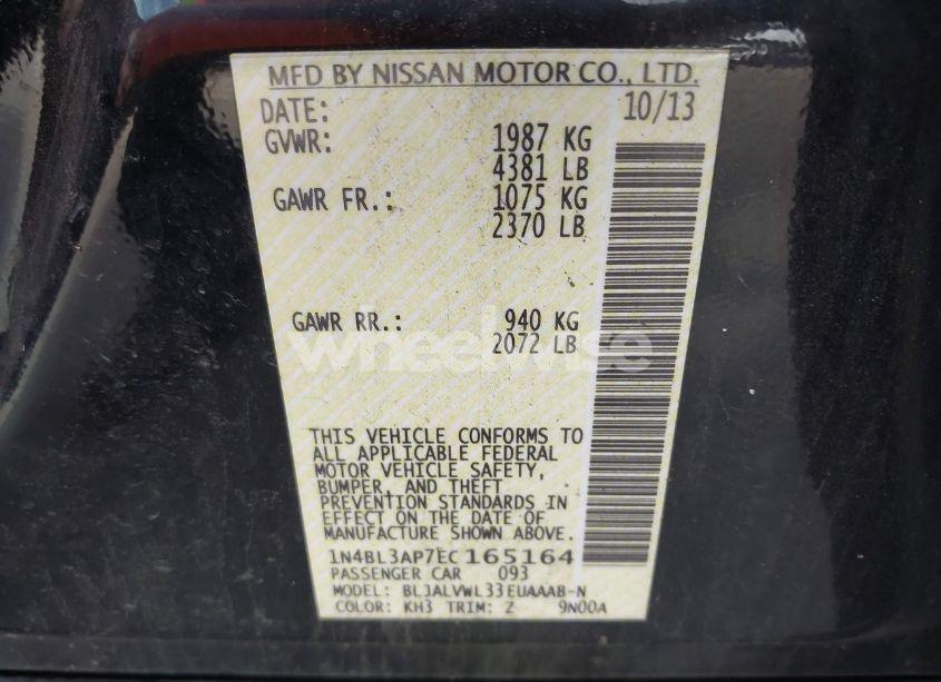 Photo 9 of 2014 Nissan Altima 3.5 SL (VIN 1N4BL3AP7EC165164)