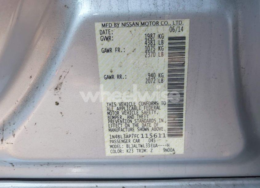 Photo 9 of 2015 Nissan Altima 3.5 SL (VIN 1N4BL3AP7FC115611)