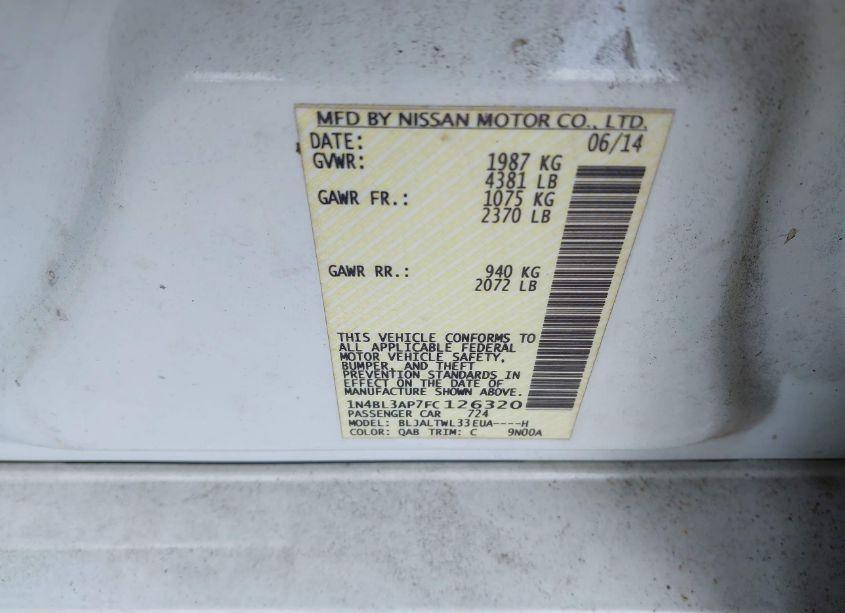 Photo 9 of 2015 Nissan Altima 3.5 SL (VIN 1N4BL3AP7FC126320)