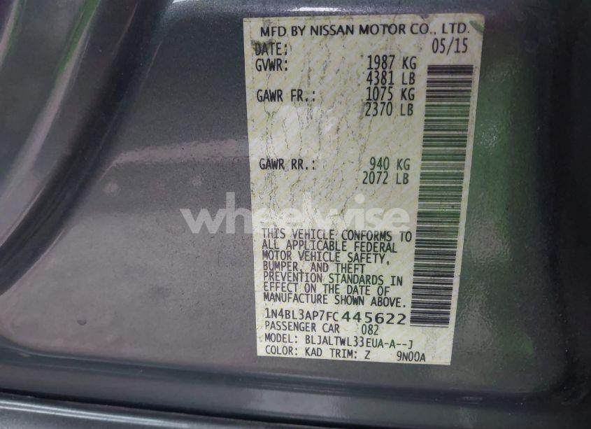 Photo 9 of 2015 Nissan Altima 3.5 SL (VIN 1N4BL3AP7FC445622)