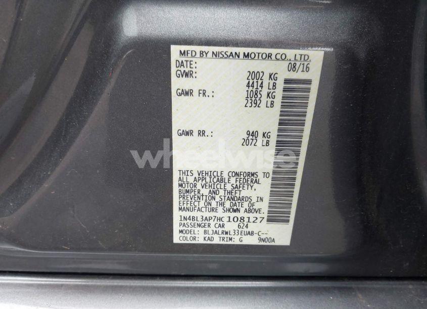 Photo 9 of 2017 Nissan Altima 3.5 SL (VIN 1N4BL3AP7HC108127)