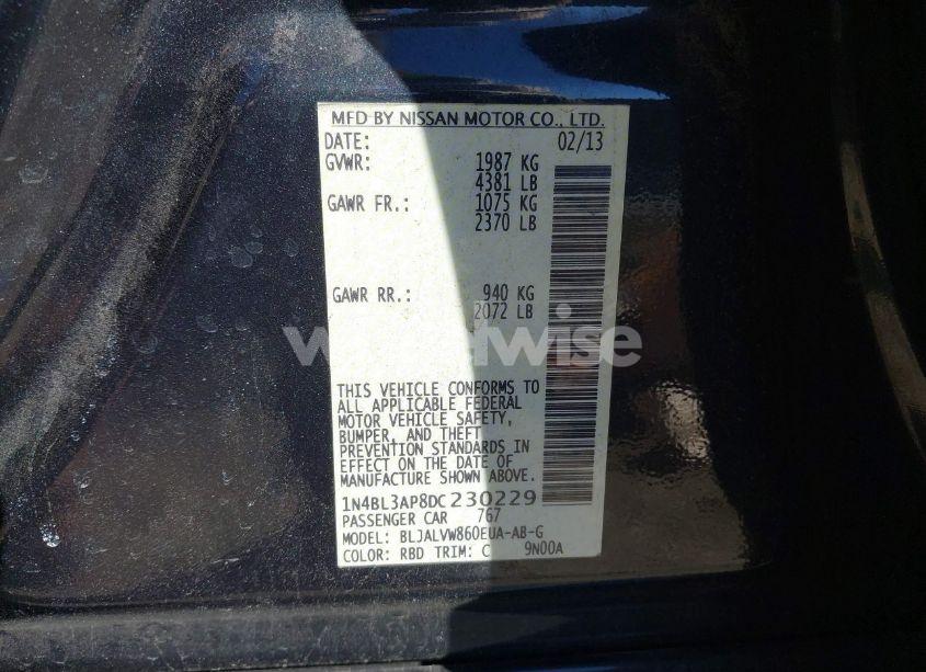 Photo 9 of 2013 Nissan Altima 3.5 SL (VIN 1N4BL3AP8DC230229)