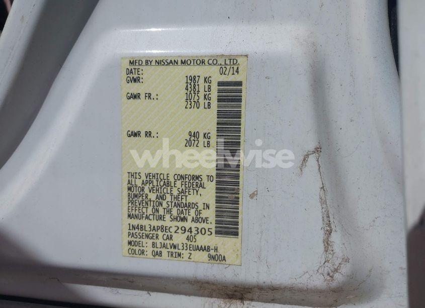 Photo 9 of 2014 Nissan Altima 3.5 SL (VIN 1N4BL3AP8EC294305)