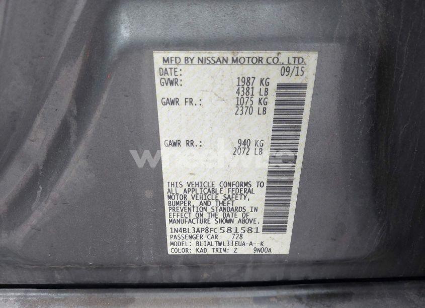 Photo 9 of 2015 Nissan Altima 3.5 SL (VIN 1N4BL3AP8FC581581)