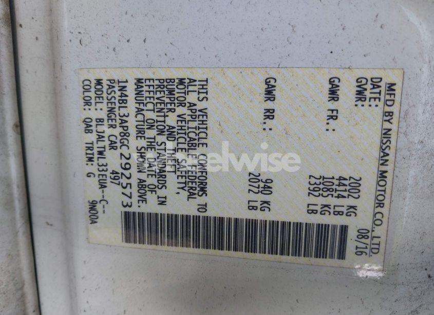 Photo 9 of 2016 Nissan Altima 3.5 SL (VIN 1N4BL3AP8GC292573)