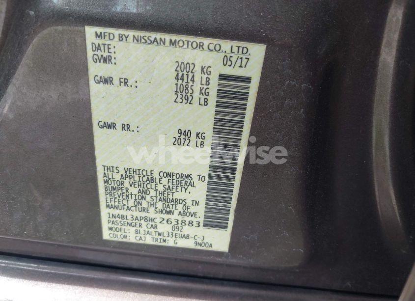 Photo 9 of 2017 Nissan Altima 3.5 SL (VIN 1N4BL3AP8HC263883)