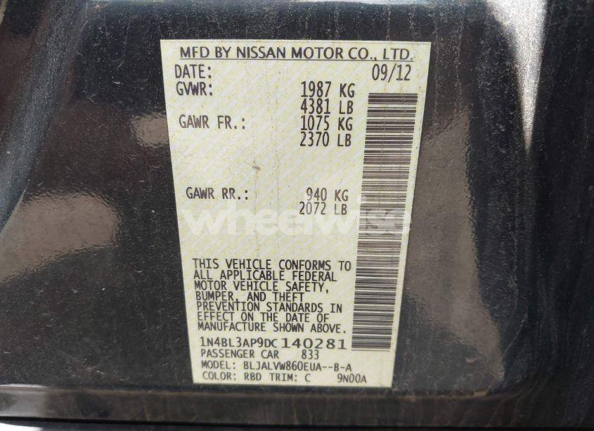 Photo 9 of 2013 Nissan Altima 3.5 SL (VIN 1N4BL3AP9DC140281)