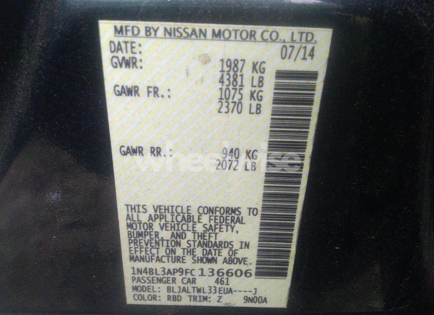 Photo 9 of 2015 Nissan Altima 3.5 SL (VIN 1N4BL3AP9FC136606)