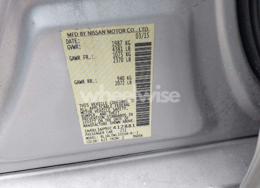 Photo 9 of 2015 Nissan Altima 3.5 SL (VIN 1N4BL3AP9FC412881)