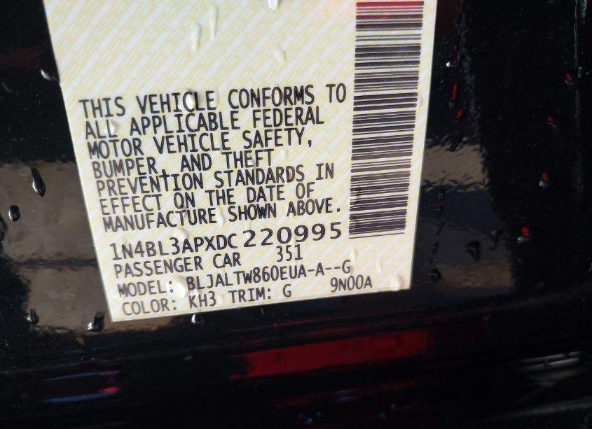 Photo 9 of 2013 Nissan Altima 3.5 SV (VIN 1N4BL3APXDC220995)