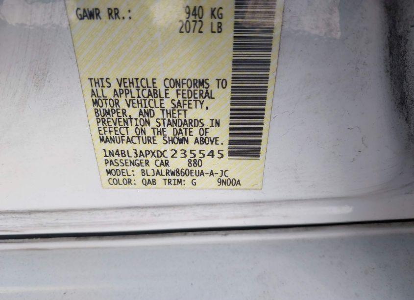 Photo 9 of 2013 Nissan Altima 3.5 S (VIN 1N4BL3APXDC235545)