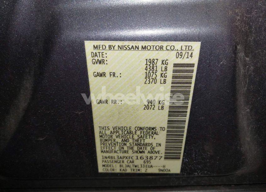 Photo 9 of 2015 Nissan Altima 3.5 SL (VIN 1N4BL3APXFC163877)