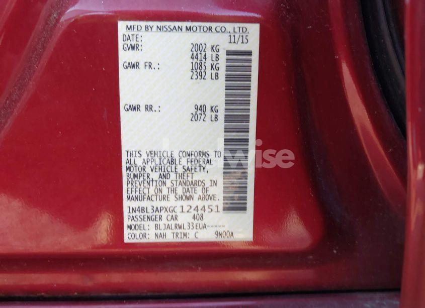 Photo 9 of 2016 Nissan Altima 3.5 SL/3.5 SR (VIN 1N4BL3APXGC124451)