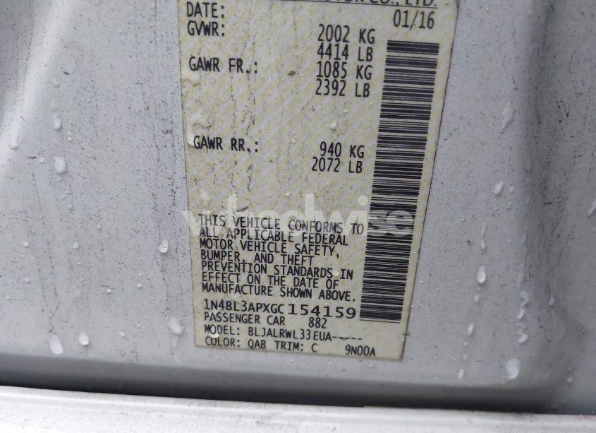 Photo 9 of 2016 Nissan Altima 3.5 SL/3.5 SR (VIN 1N4BL3APXGC154159)