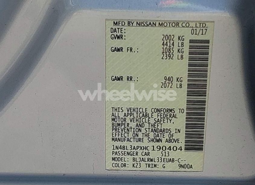 Photo 9 of 2017 Nissan Altima 3.5 SL (VIN 1N4BL3APXHC190404)