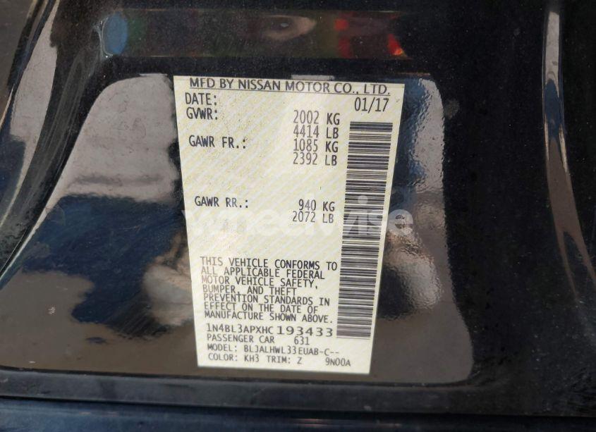 Photo 9 of 2017 Nissan Altima 3.5 SR (VIN 1N4BL3APXHC193433)