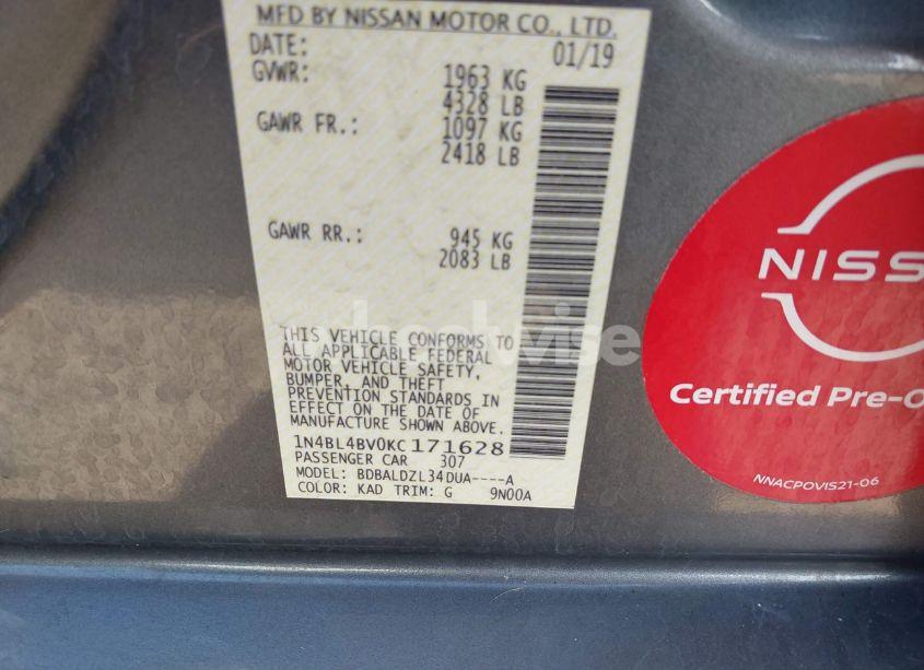 Photo 9 of 2019 Nissan Altima 2.5 S (VIN 1N4BL4BV0KC171628)