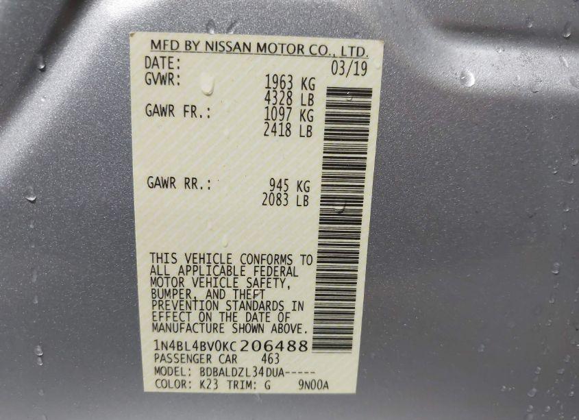 Photo 9 of 2019 Nissan Altima 2.5 S (VIN 1N4BL4BV0KC206488)