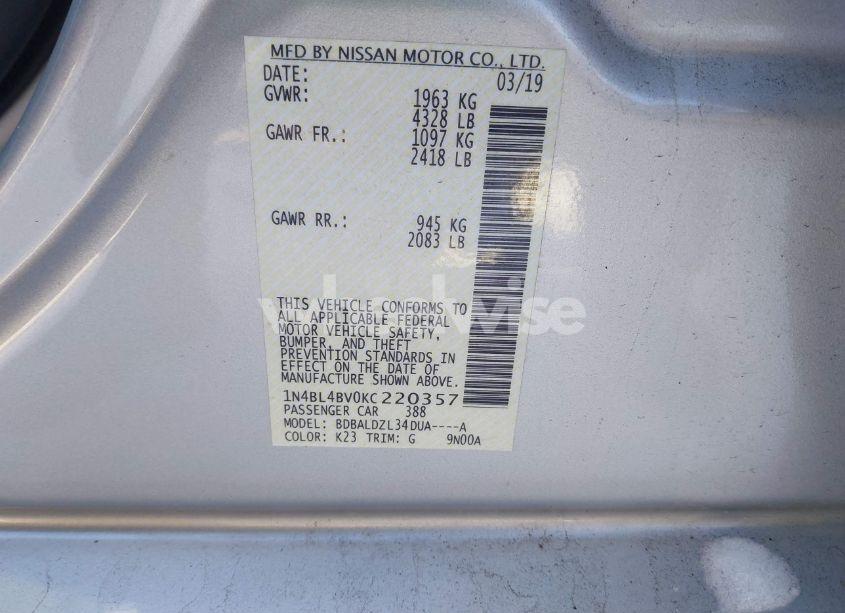 Photo 9 of 2019 Nissan Altima 2.5 S (VIN 1N4BL4BV0KC220357)