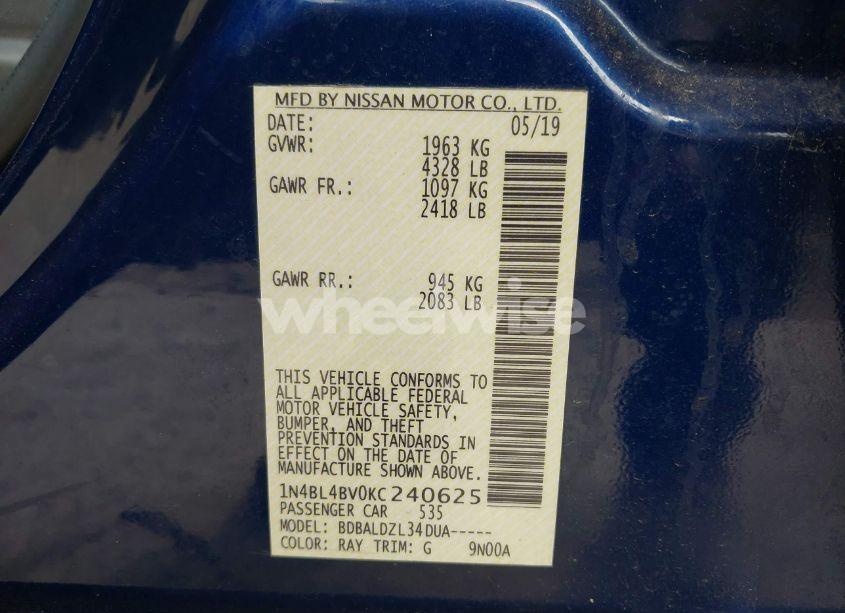 Photo 9 of 2019 Nissan Altima 2.5 S (VIN 1N4BL4BV0KC240625)