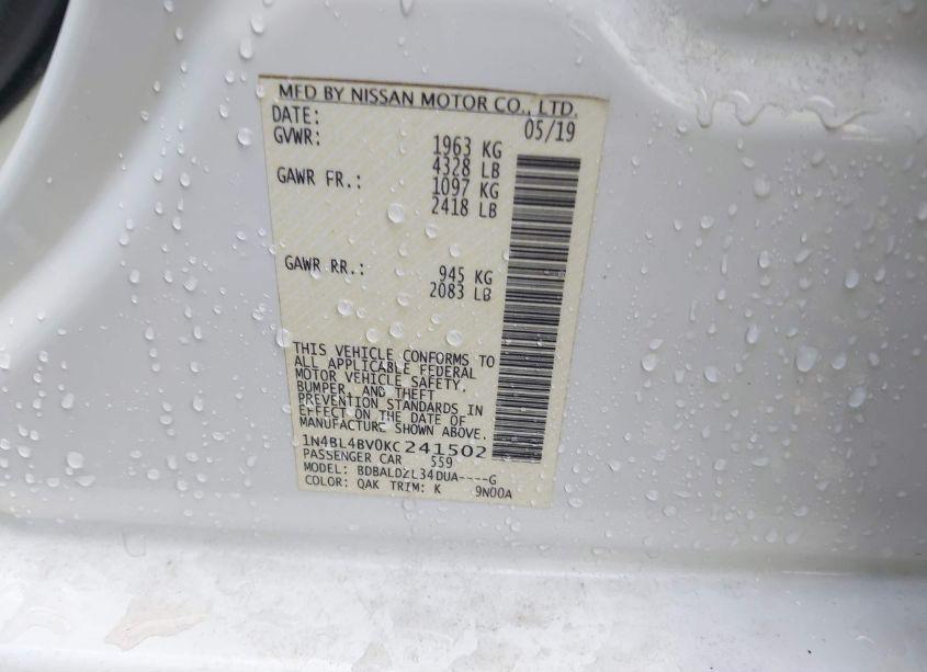 Photo 9 of 2019 Nissan Altima 2.5 S (VIN 1N4BL4BV0KC241502)