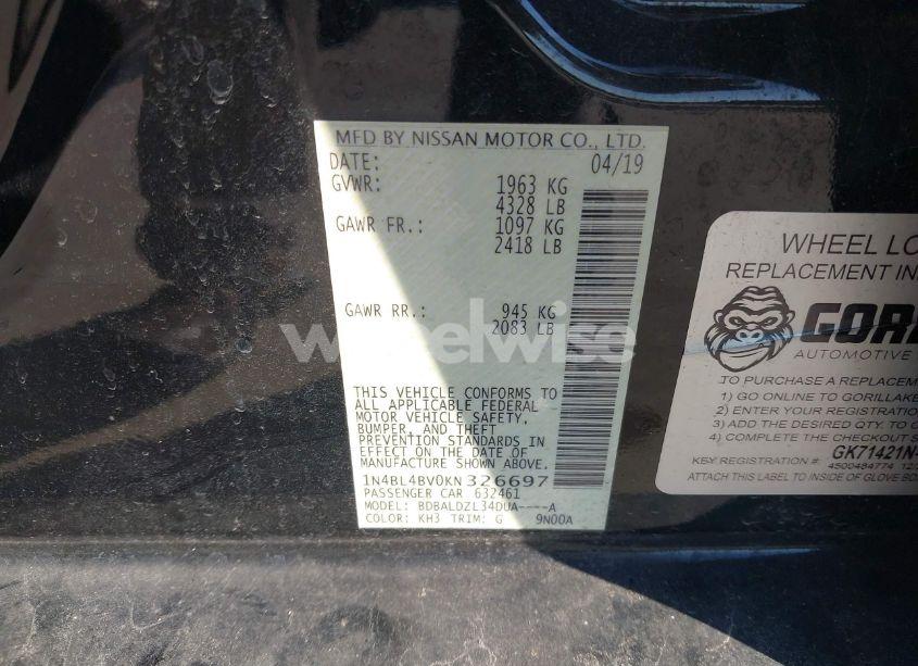 Photo 9 of 2019 Nissan Altima 2.5 S (VIN 1N4BL4BV0KN326697)