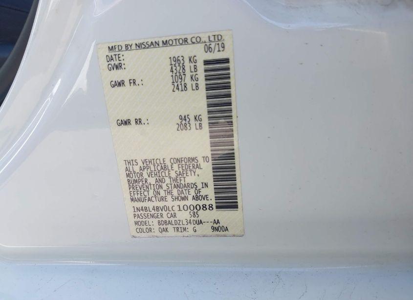 Photo 9 of 2020 Nissan Altima S FWD (VIN 1N4BL4BV0LC100088)