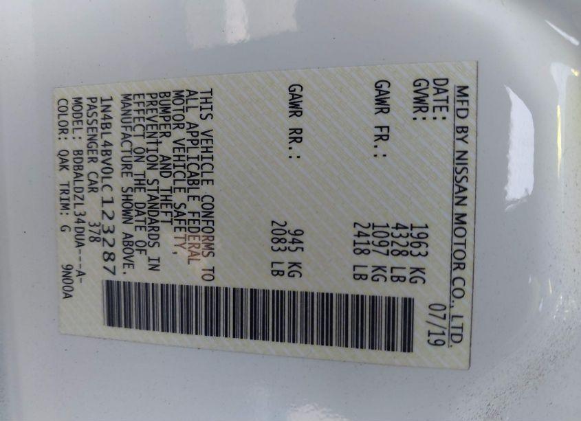 Photo 9 of 2020 Nissan Altima S FWD (VIN 1N4BL4BV0LC123287)